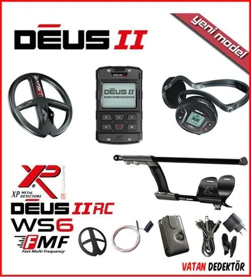 XP Deus 2 dedektör – ana ünite ve FMF başlık ile